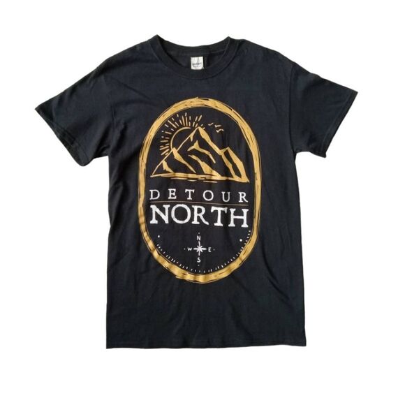 Gildan Black Unisex Detour North Indie Alternative Graphic Band Tee Adult Small - Picture 1 of 12
